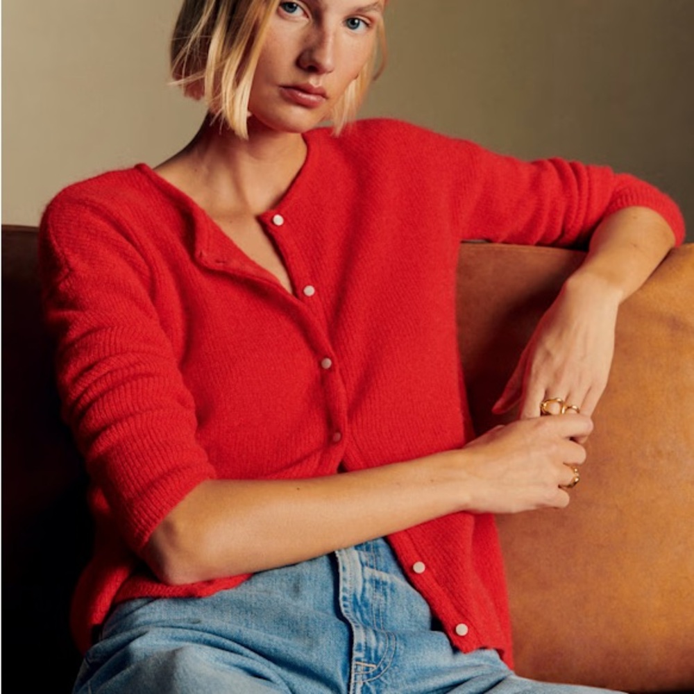 Sézane Vibrant Red Gaspard Cardigan